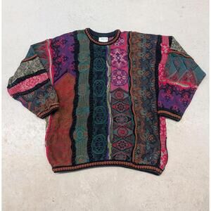 Vintage 90s Coogi Australia Rare Pattern 3D Knit Sweater XL